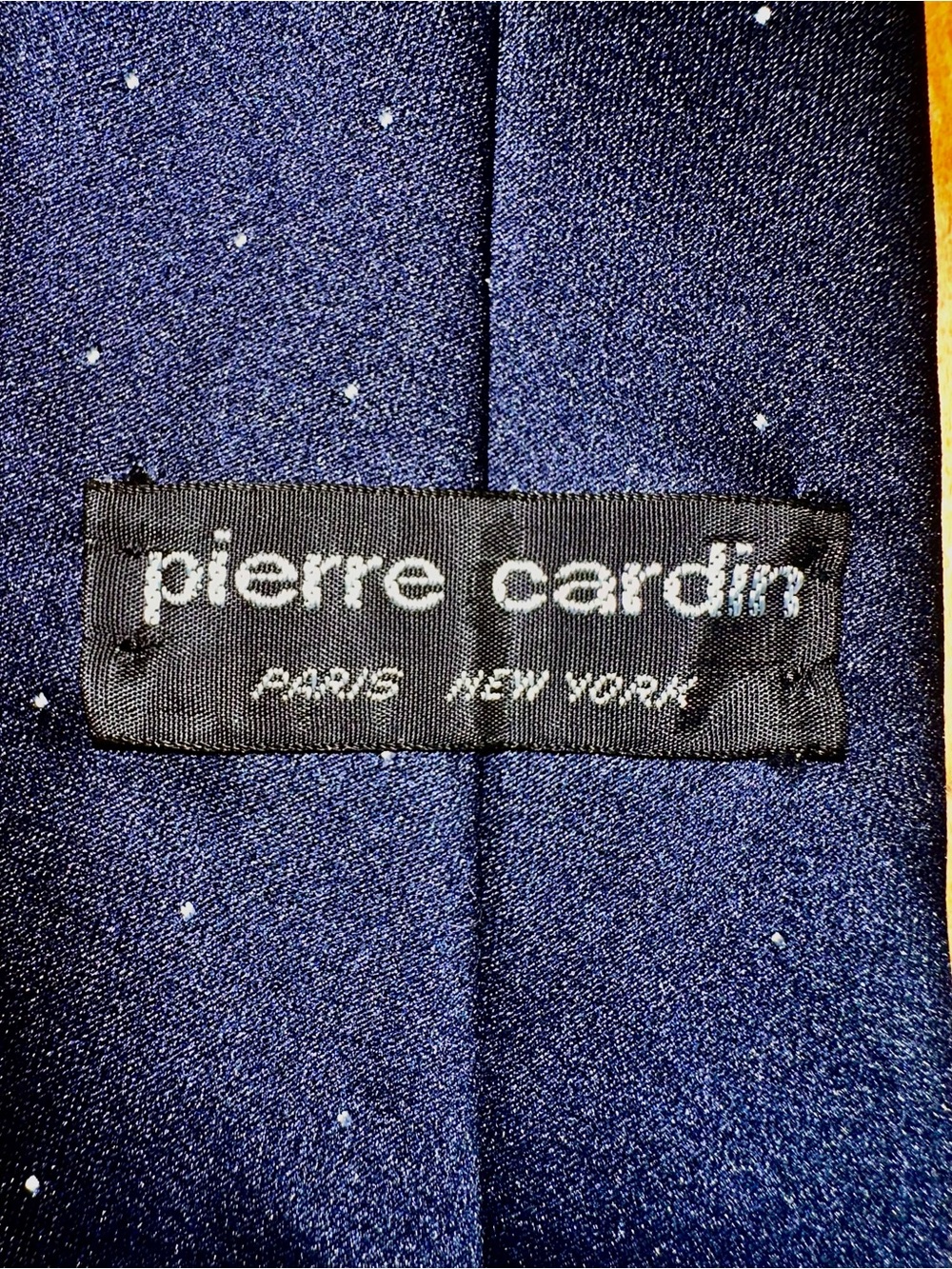 Pierre Cardin Navy Tie with night sky star Dots vintage like new